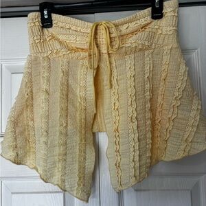 Urban Outfitters Pale Yellow Lace-Trim Top